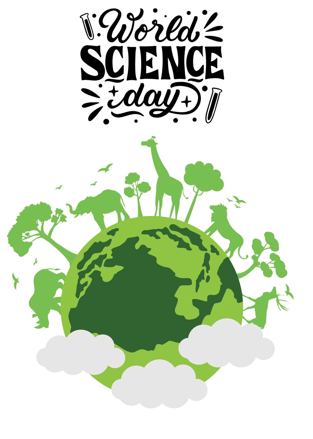Science Day Card Printable World Science Day Card: Earth, Trees, Clouds (PNG File) - Etsy