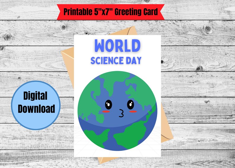 Science Day Card Printable World Science Day Card: Globe, Smiling (PNG File) - Etsy