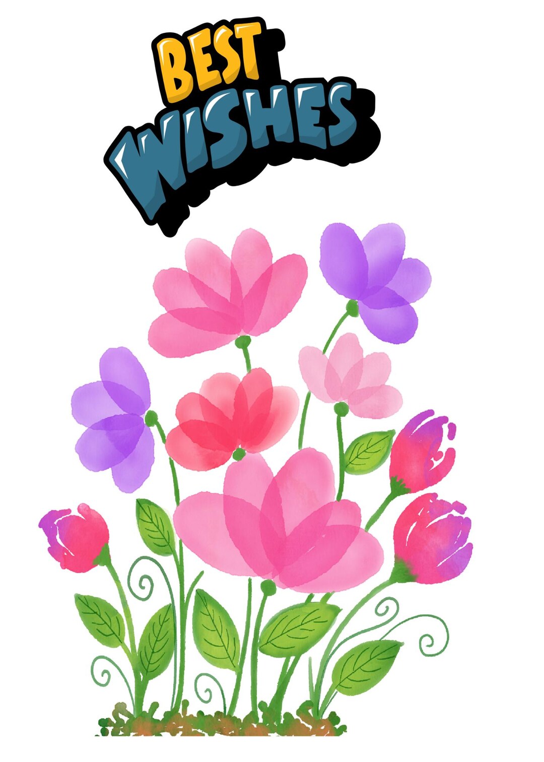 Printable Wishes Card: Colorful Floral Design - Etsy