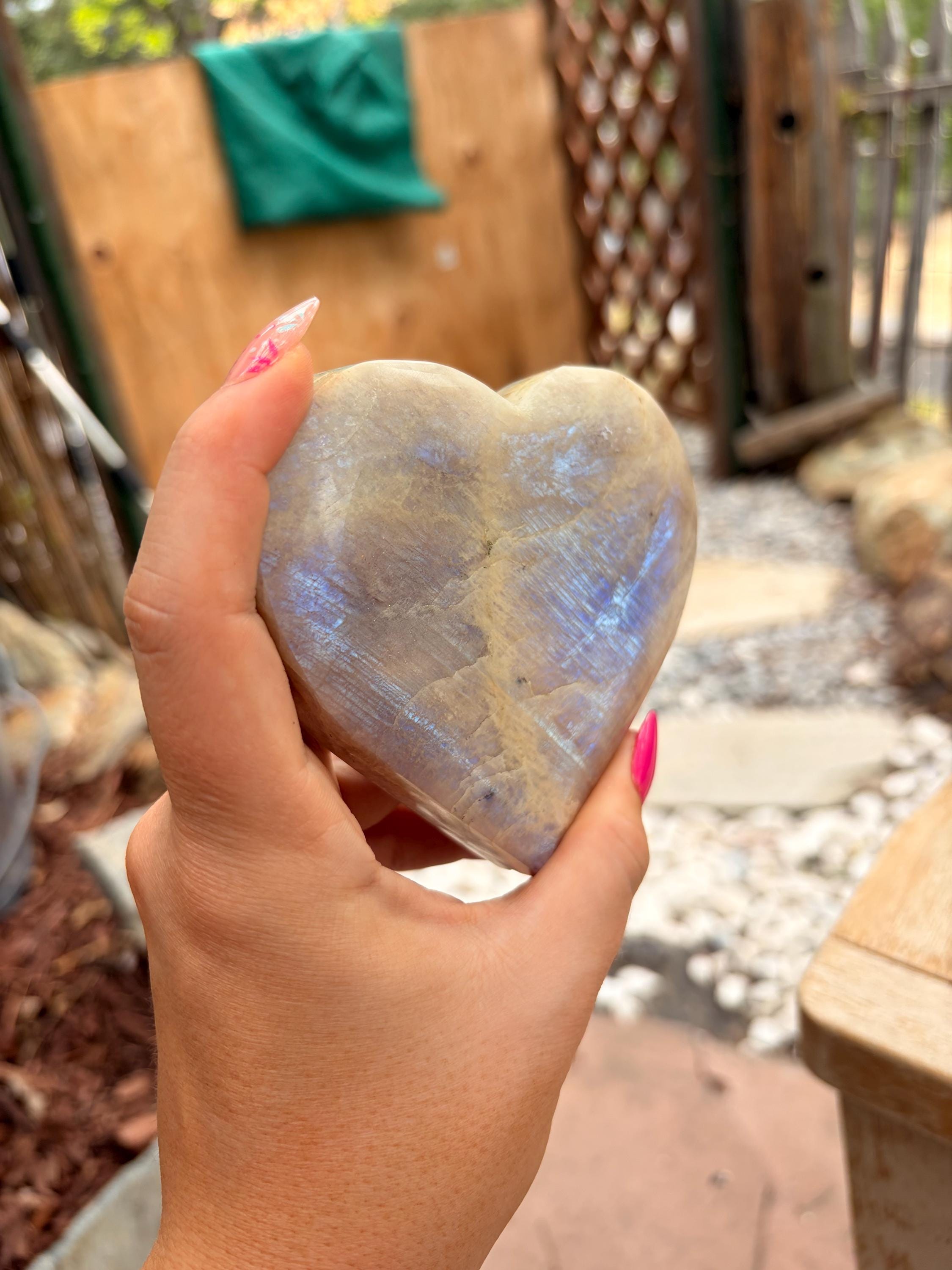 Blue Flash Moonstone Heart — photo 7