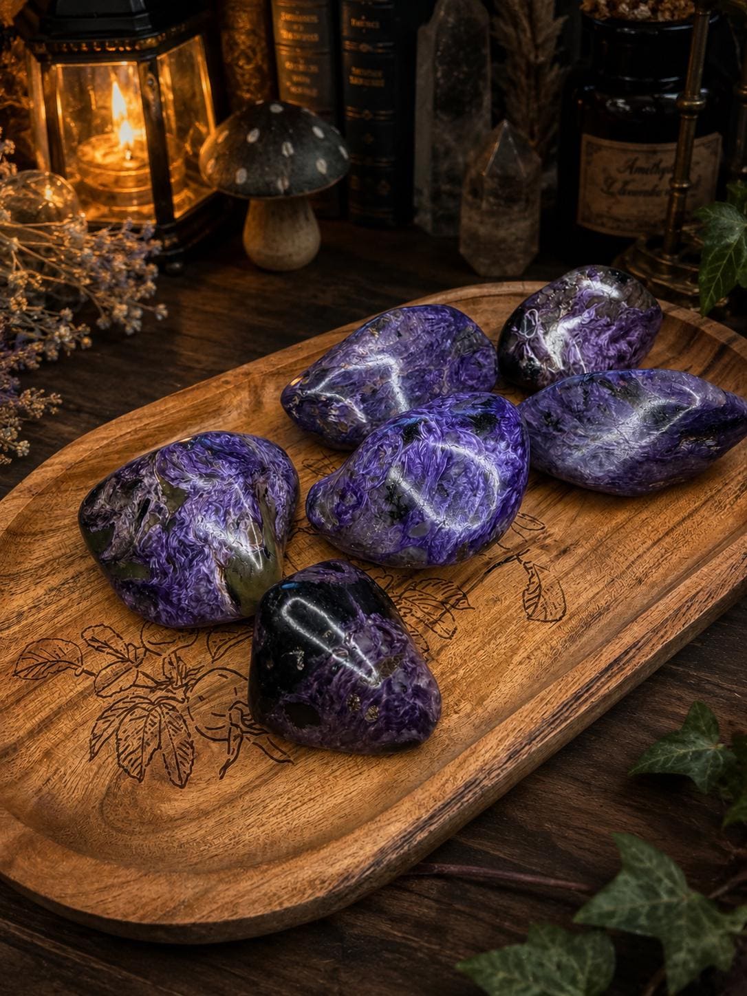 Charoite Palm Stone