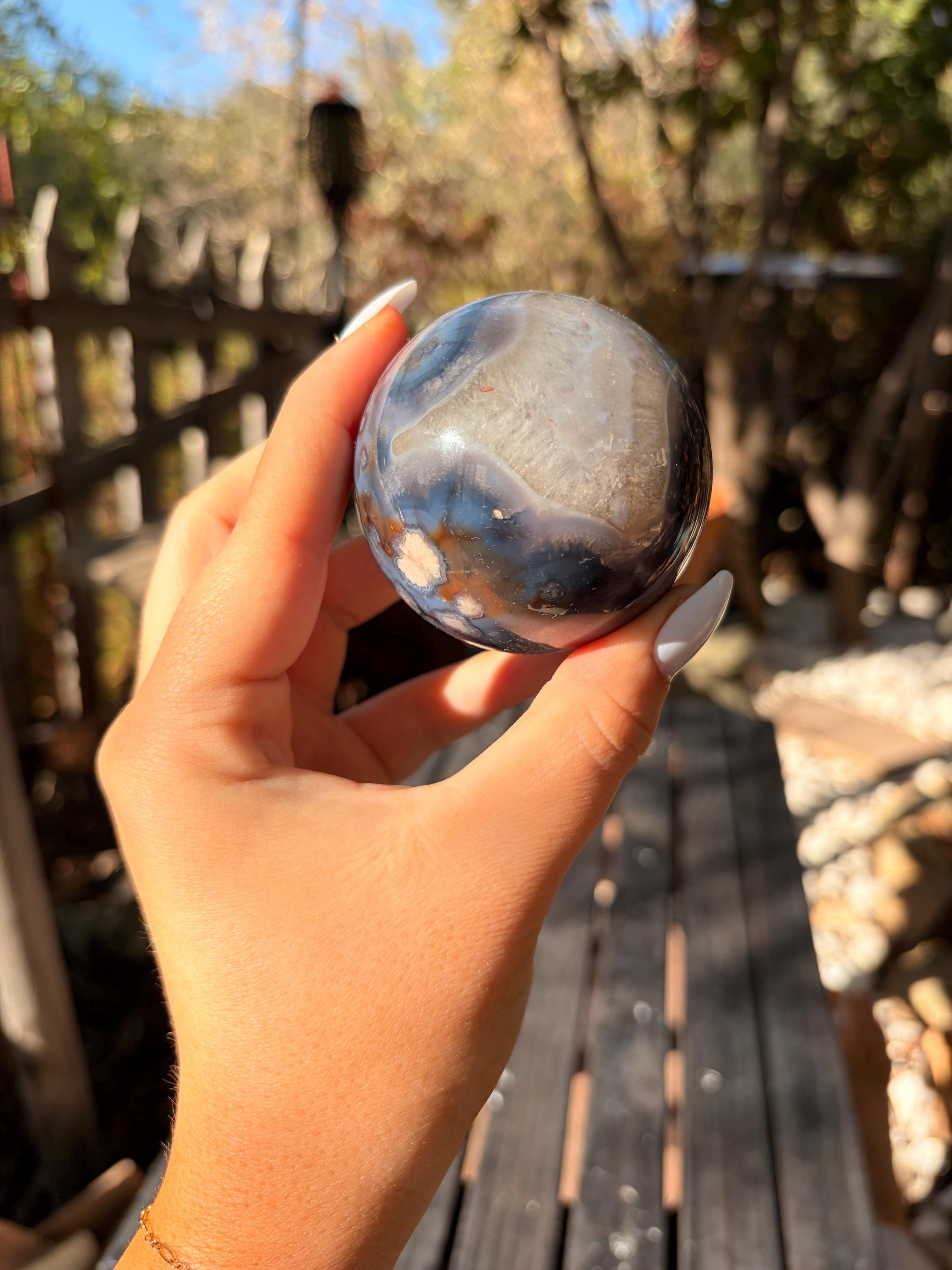 Blue Flower Agate Sphere — photo 6