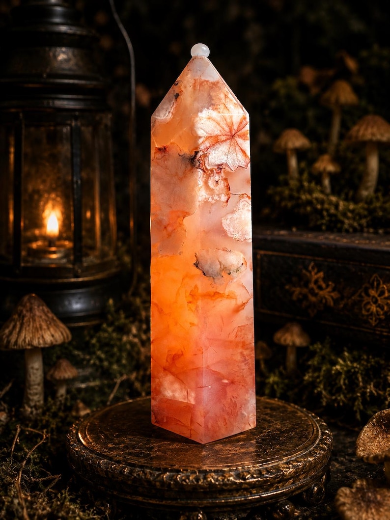 Carnelian Flower Agate Tower