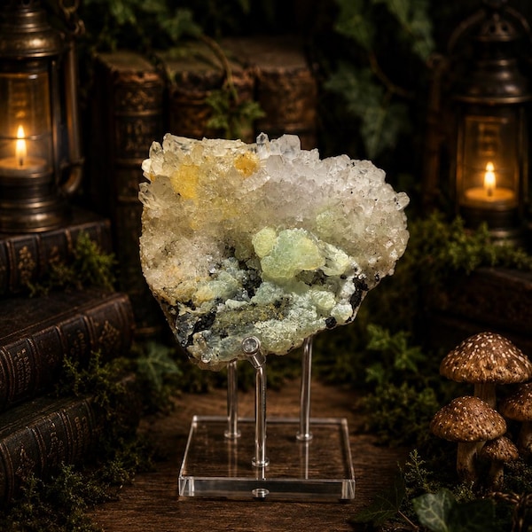 Prehnite on Quartz