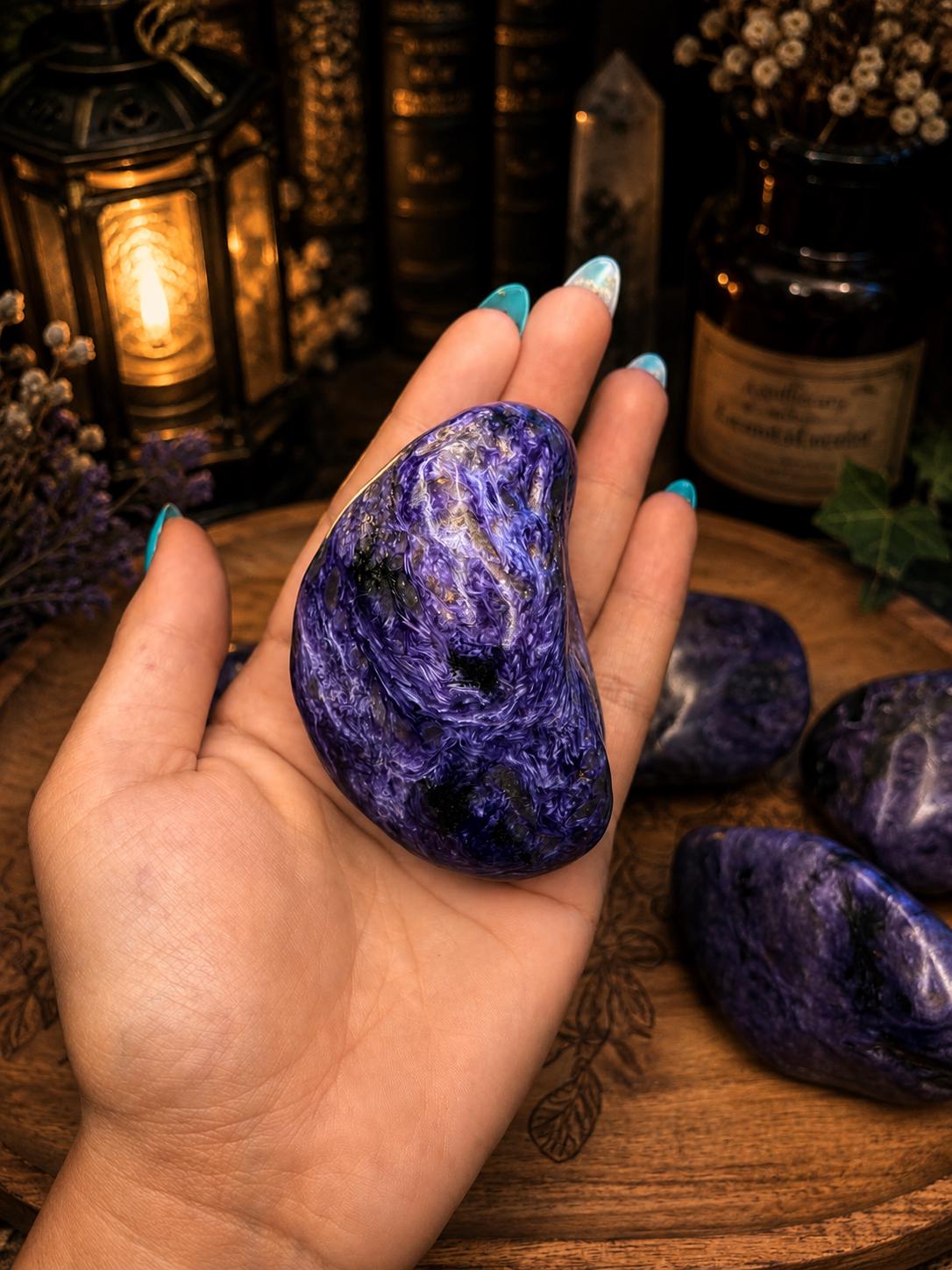 Charoite Palm Stone — photo 4