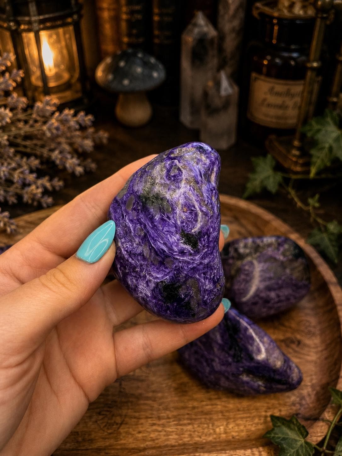 Charoite Palm Stone — photo 2
