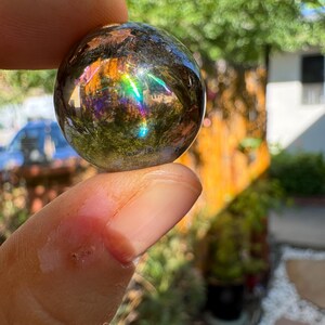 Rainbow Flash Smoky Quartz Sphere — photo 3