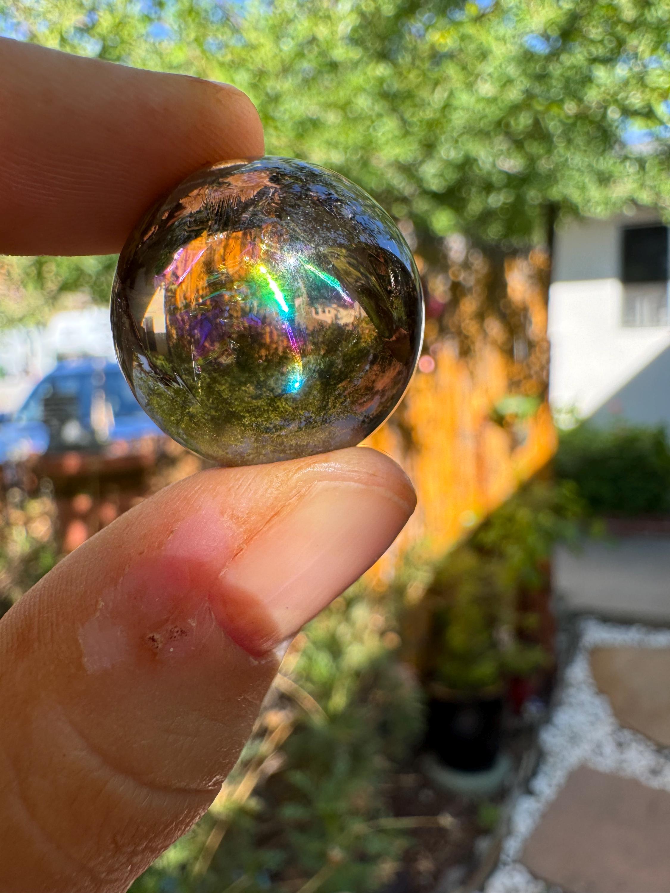 Rainbow Flash Smoky Quartz Sphere — photo 3