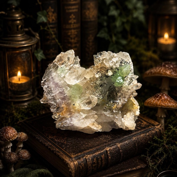 Prehnite on Quartz Specimen