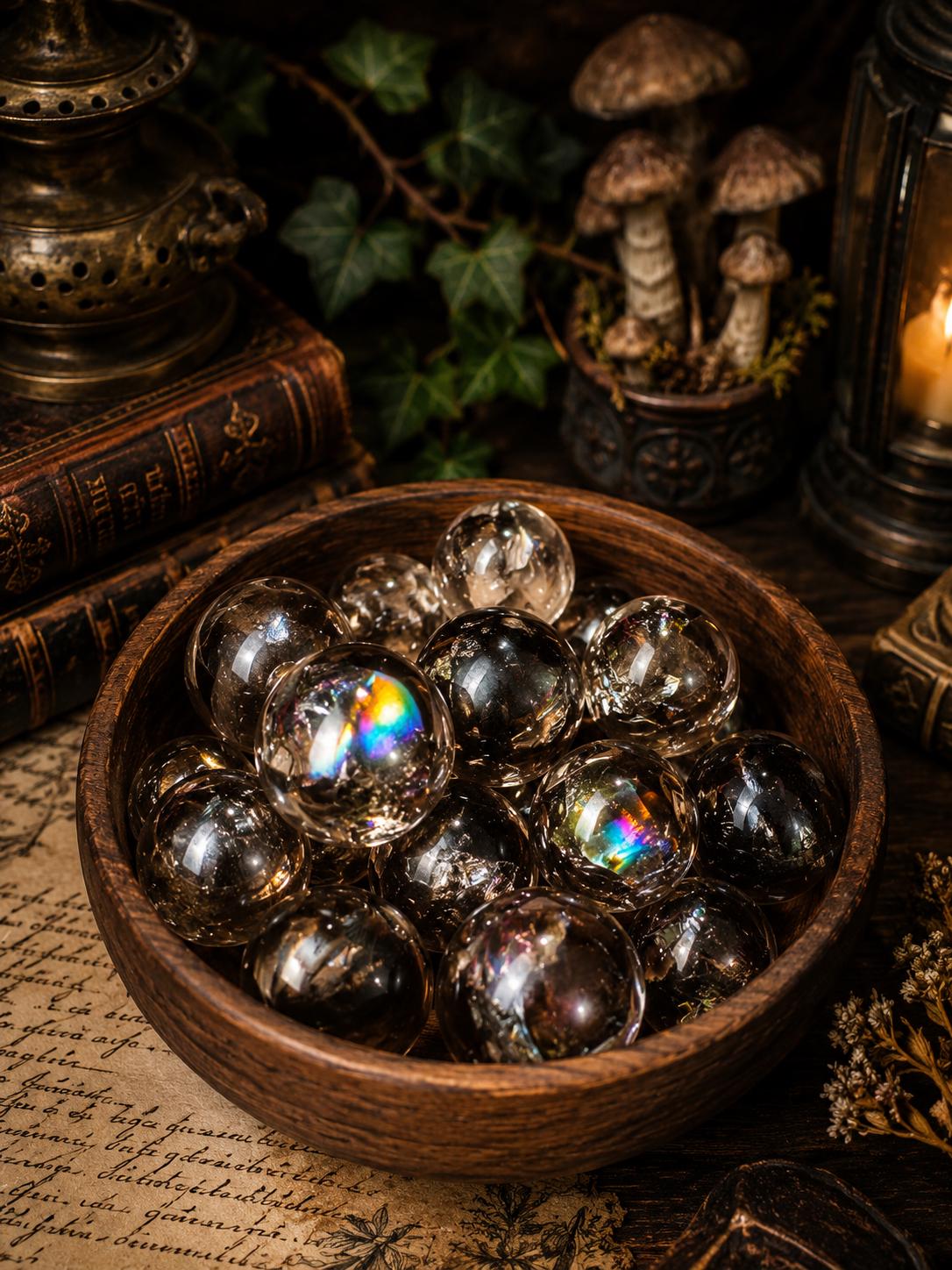 Rainbow Flash Smoky Quartz Sphere