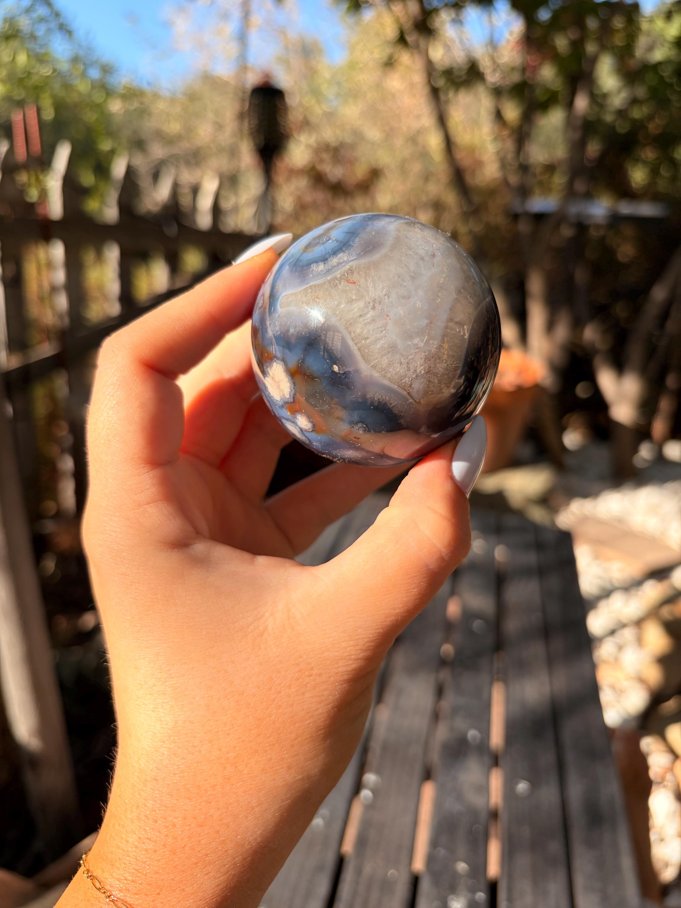 Blue Flower Agate Sphere — photo 4
