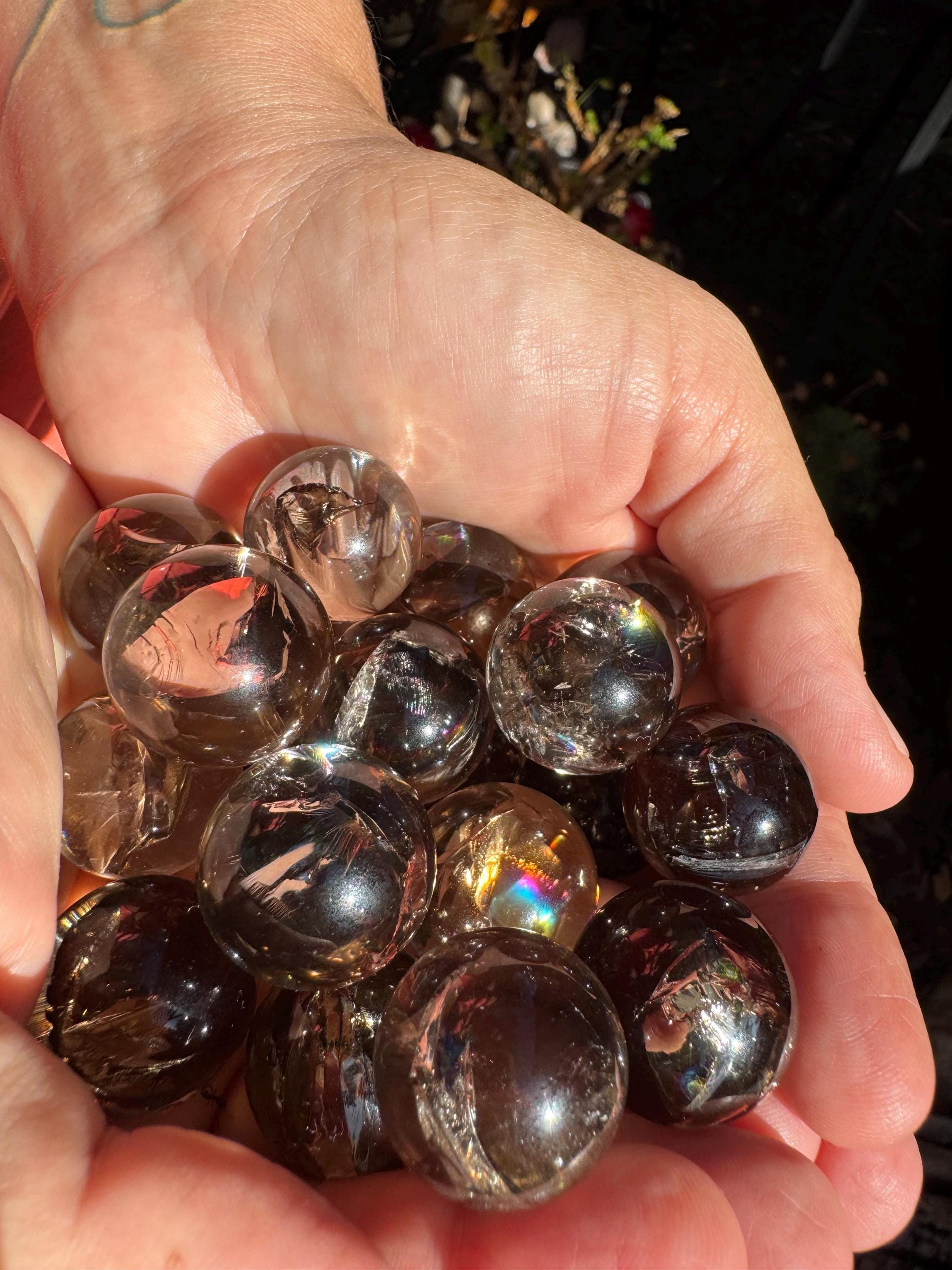 Rainbow Flash Smoky Quartz Sphere — photo 5