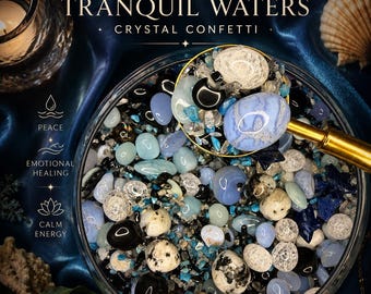 Tranquil Waters Crystal Confetti | Calm and Emotional Healing | Blue Lace Agate, Aquamarine & Obsidian | Peaceful Witchy Gift