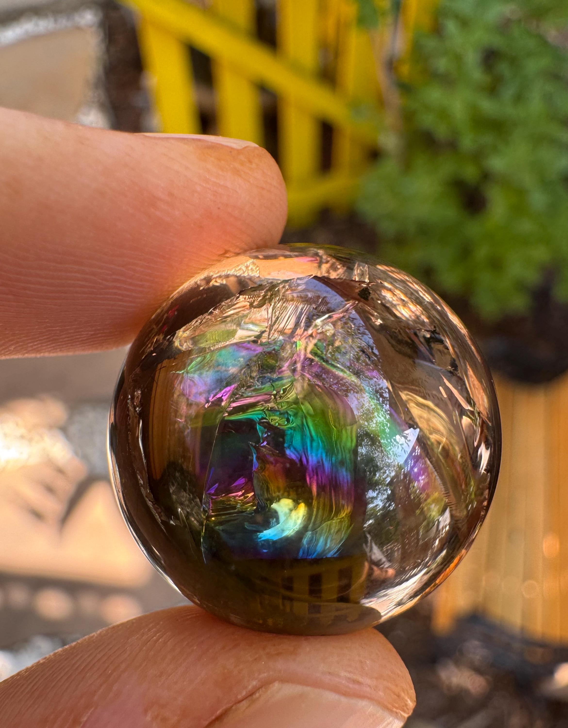 Rainbow Flash Smoky Quartz Sphere — photo 4