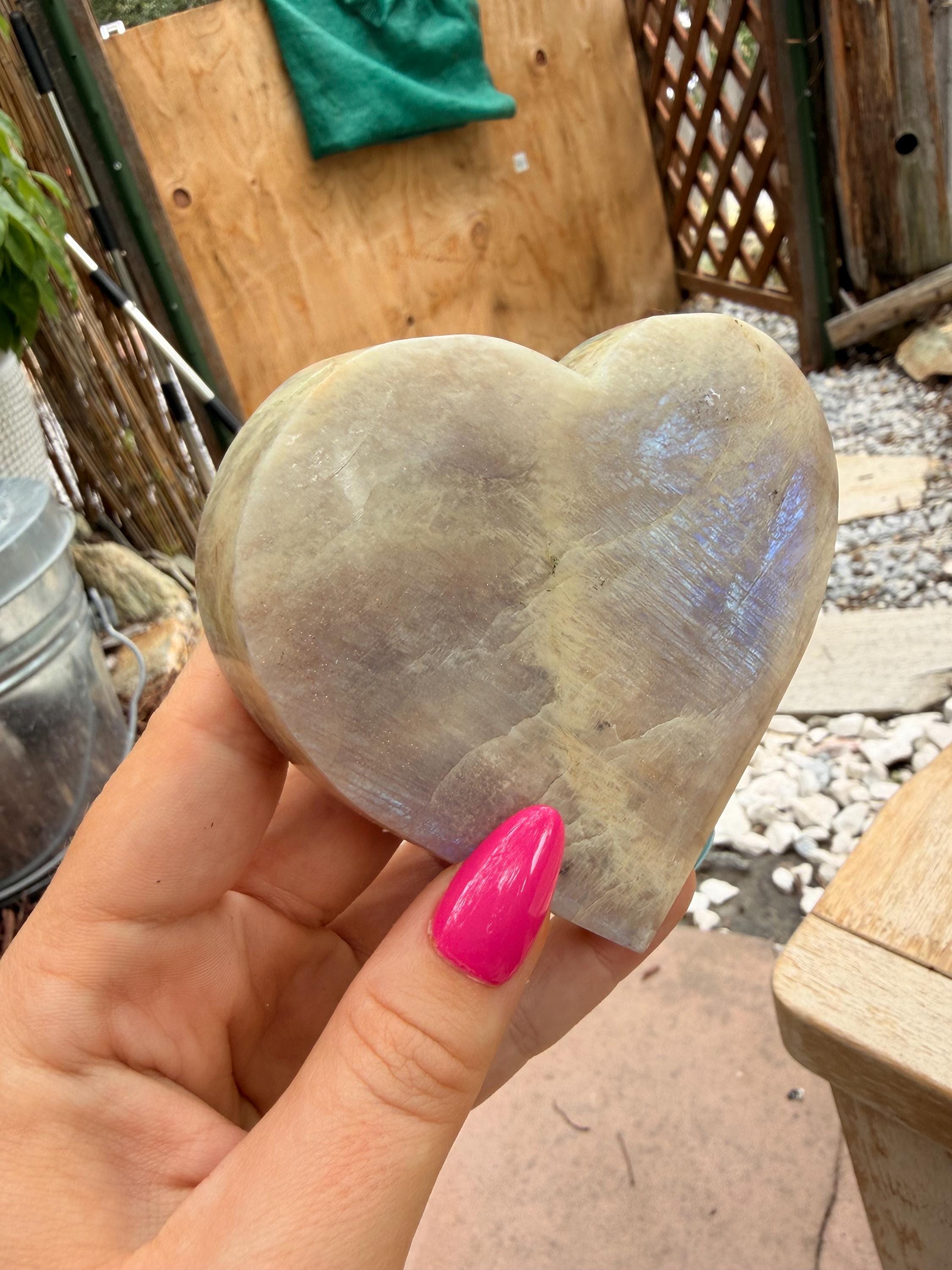 Blue Flash Moonstone Heart — photo 5