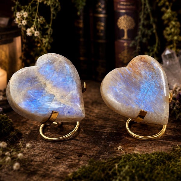 Blue Flash Moonstone Heart