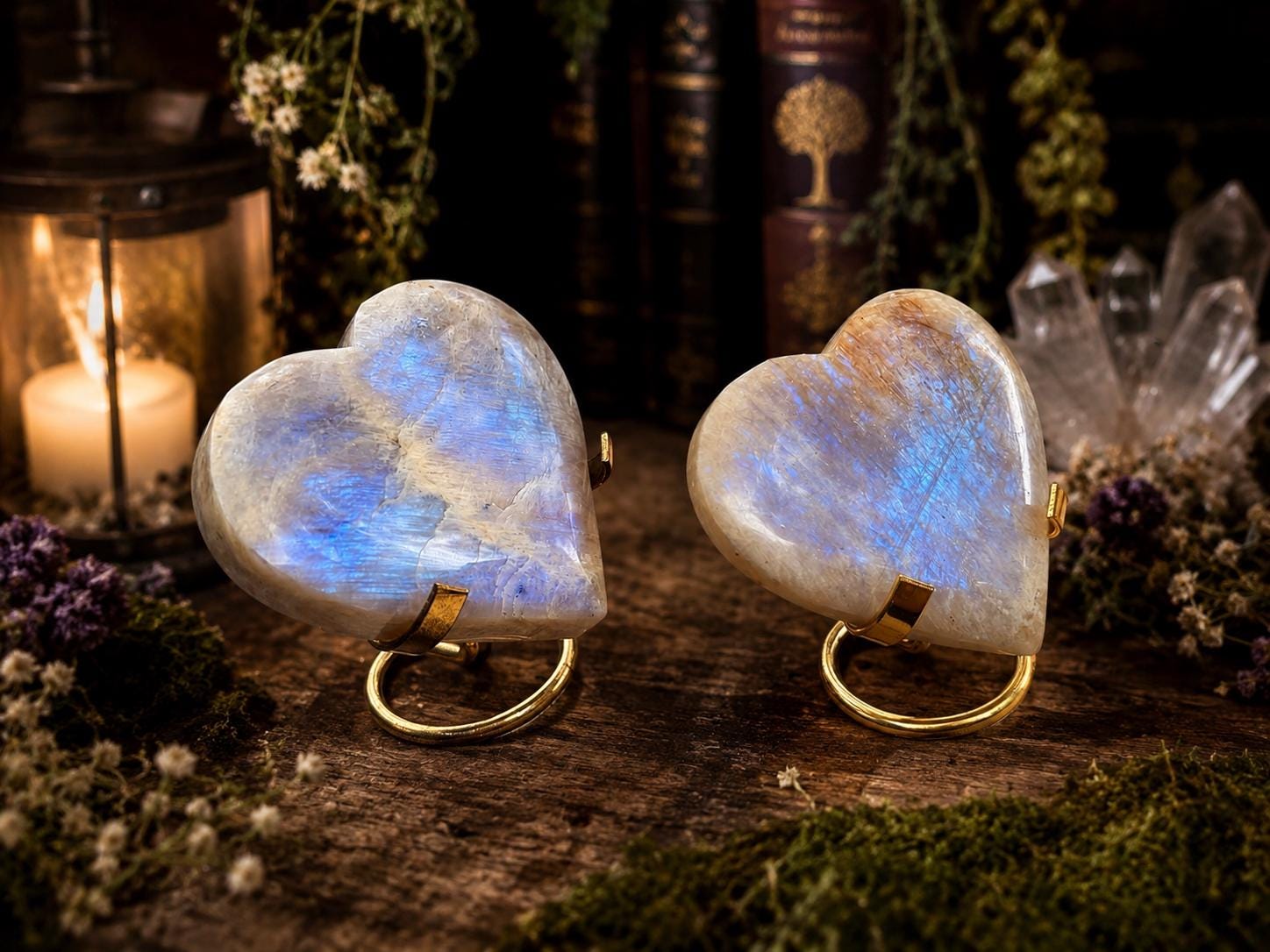 Blue Flash Moonstone Heart