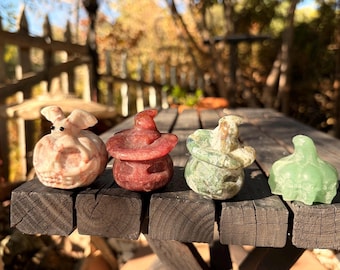 Crystal Pumpkin Carvings: Halloween Decor - Aventurine, Agate, Quartz, Jasper