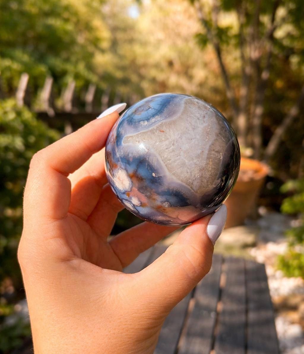 Blue Flower Agate Sphere — photo 2