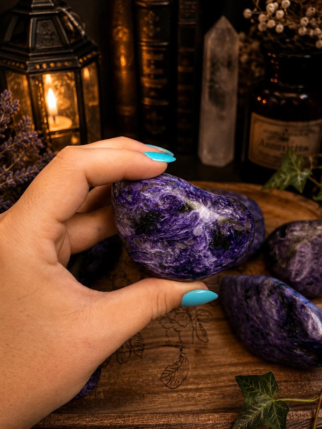 Charoite Palm Stone — photo 3