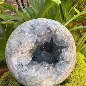 Celestite Geode Sphere: Blue Crystal for Peace & Dreamwork