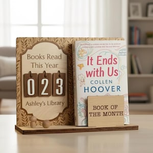 Personalized Wood Book Tracker, Books Read This Year Counter, Custom Reader Gift, Book of the Month Display Shelf, Reading Goal Tracker