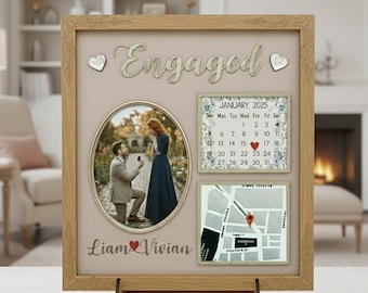 Engaged Personalized Picture Frame | Where She Said Yes| Custom Map Location| Engagement Picture Gift| Engagement Gift Ideas