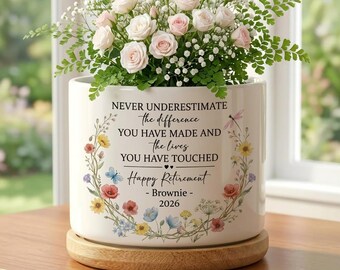 Regalo de jubilación personalizado para mujeres 2026, maceta con nombre personalizado, regalo de jubilación "La diferencia que marcaste", maceta de jardín para maestras, enfermeras y compañeras de trabajo.