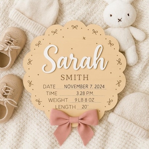Baby Girl Name Sign With Butterfly, Baby Announcement Sign for Hospital, Wooden Baby Name Sign, Birth Announcement Sign, Baby Shower Gift