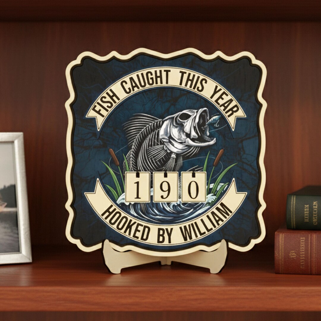 Personalized Fish Caught This Year Sign, Custom Name Wooden Tally ...
