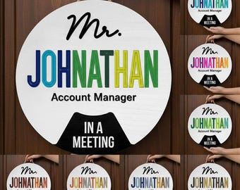 Personalisierter Account-Manager-Namensschild - Benutzerdefiniertes drehbares Büroschild - Bürotürstatus-Spinner - Professionelles Geschenk für Chef oder Kollegen