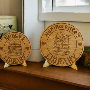 Personalized Wooden Library Sign Custom Book Decor, Wooden 3D Printed Bookish Bookshelf Sign, Book Lover Gift, Reader Gift