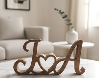 Couples Initials Sign, Personalized Wooden Name Sign, Valentines Day Gift, Couple Initials Wood Plaque, Wedding Anniversary, Engagement Gift
