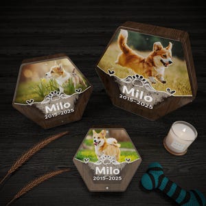 Custom Pet Memorial Box, Pet Fur Keepsake, Pet Hair Storage Box, Acrylic Box with Pet Picture, Pet Tooth Memorial Gift