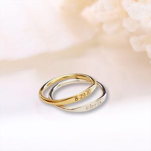 Dainty Stacking Name Ring | Custom Engraved Skinny Band Ring | Personalized Stackable Rings in Sterling Silver | Personalized Gift for Her