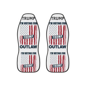 Patriotic Car Seat Covers with Trump Outlaw Design | Auto Interior Accessories, USA Flag Theme, Election Gear, Car Decor, Gift Ideas