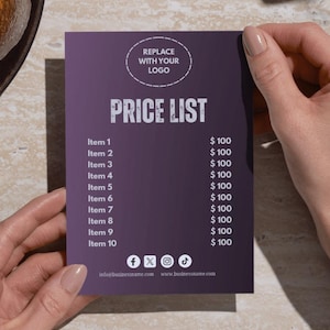 Canva Price List Template: Editable Design for Small Business (Digital Download)