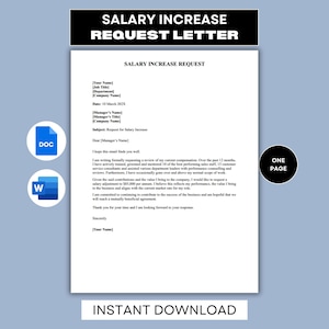 Salary Increase Request Letter, Wage Increase Request, Raise Request Letter, Pay Increase Request Letter, Word & Google Docs Template