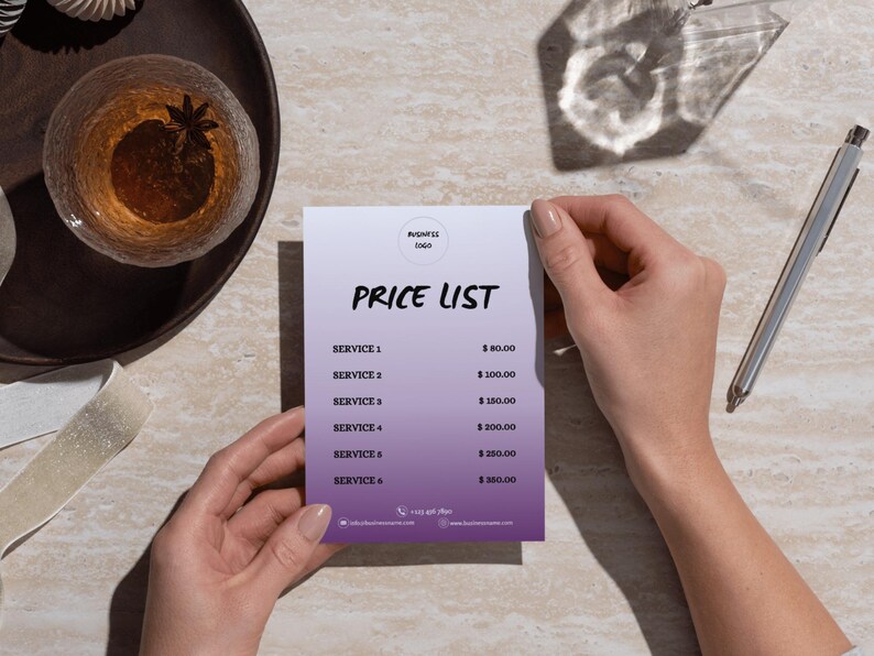 Price List Template | Professional Canva Design for Small Businesses - Etsy