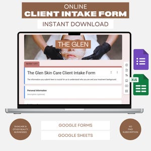 Formulario de admisión de clientes en línea (Formularios de Google), Formulario de incorporación automatizada de clientes, Formulario de registro de clientes de belleza, Formulario de cuestionario de clientes en línea