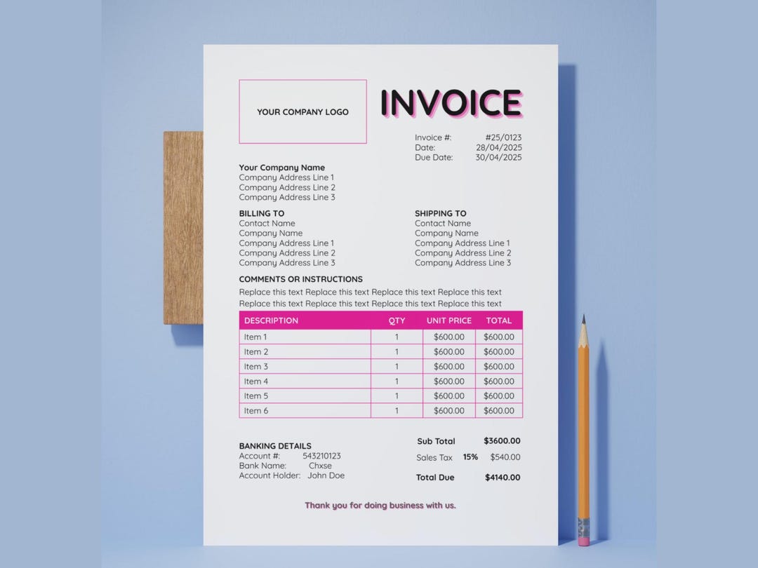 Editable Canva Invoice Template | Small Business Template | Invoice for ...