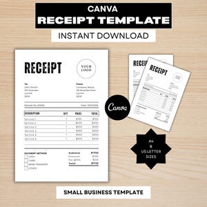 Canva Receipt Template for Small Business (Digital Download)