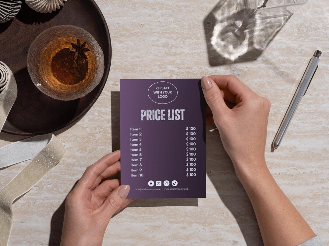 Editable Price List Template: Modern Design for Small Business (digital ...