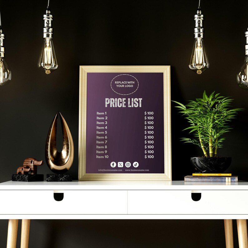 Canva Price List Template, Editable Small Business Price List Template ...