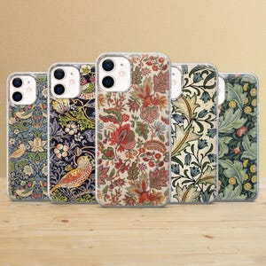 Williams Morris Phone Case Retro Art Cover For iPhone 16 16e 15 Pro Max 14 13 12 11 Plus Samsung Galaxy S25 S24 FE S23 S22 S20 A56 A35 A15..