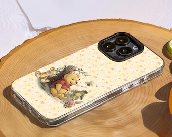 MagSafe Floral Winnie the Pooh Hybrid Phone Case for Apple iPhone Air 17 Pro Max 16 Plus 15 14 13