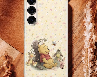 Floral Winnie the Pooh Phone Case for iPhone 17 Pro Max 16e 15 14 12 & Samsung S26 S25 Ultra S24 FE A55 A56 A35 A15 Pixel 10 10A XL 9a 8a 7