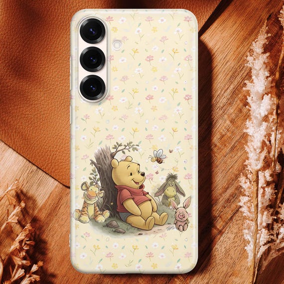 Floral Winnie the Pooh Phone Case for iPhone 17 Pro Max 16e 15 14 12 &  Samsung S26 S25 Ultra S24 FE A55 A56 A35 A15 Pixel 10 10A XL 9a 8a 7