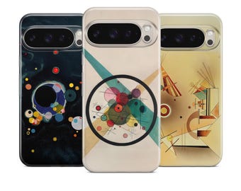 Funda transparente para teléfono con diseño abstracto de Kandinsky, funda con diseño geométrico para Samsung Galaxy, iPhone y Pixel