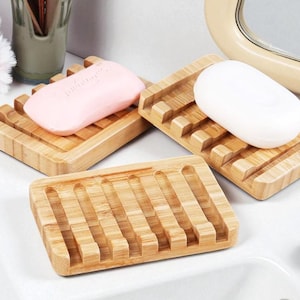 Bamboo Soap Dish with Drain: Eco-Friendly Wooden Holder